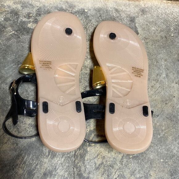 Kate Spade New York Black Rubber T-Strap Thong Sandal Size 9 New - Picture 5 of 7